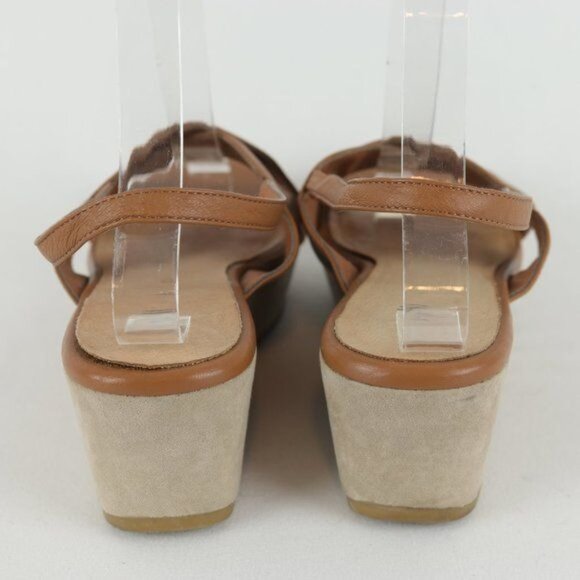 J. Jill Women's Size 9.5 Tan Leather Platform Slingback Open Toe Sandals - Picture 4 of 8